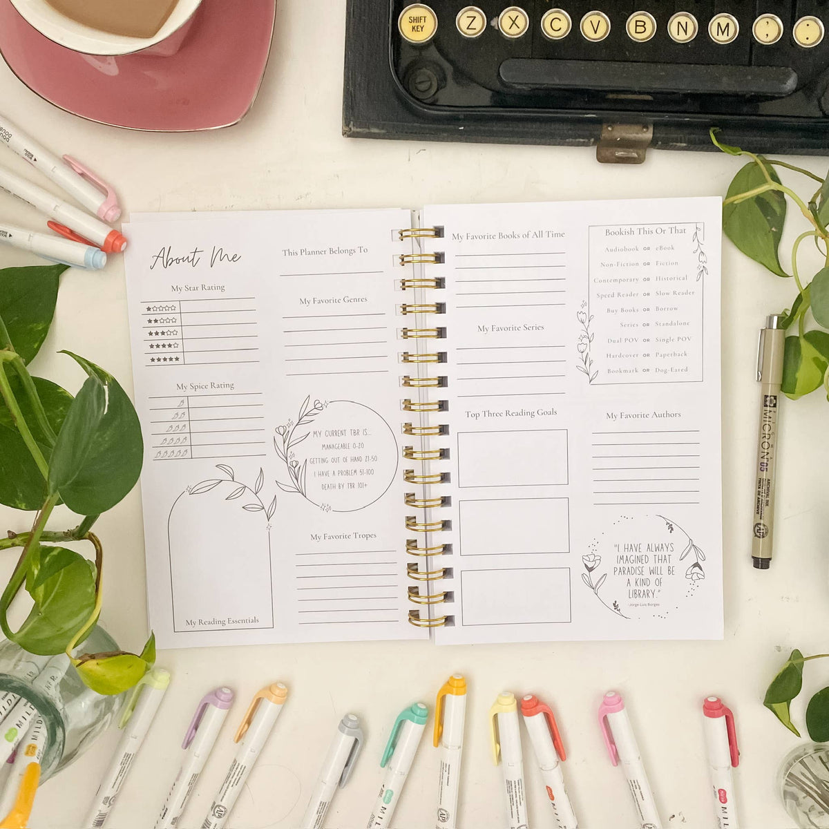 Reading Tracker Journal Light Academia | Aesthetic Book Log