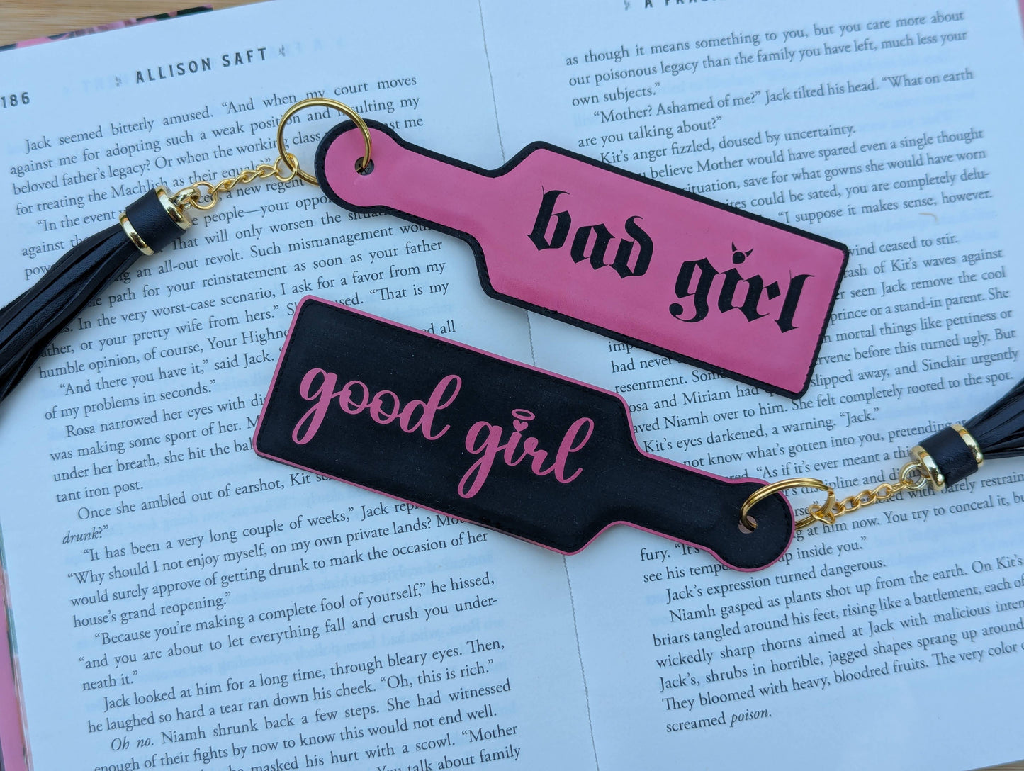 Bookish Good Girl Paddle Faux Leather Bookmark & Keychain