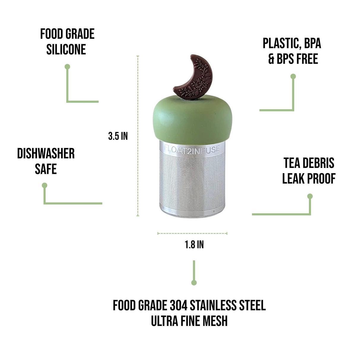 Floating Brown Floral Moon Tea Infuser I Green Base