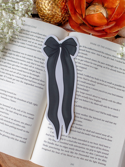 Black and Ivory Bow Die-Cut Bookmark