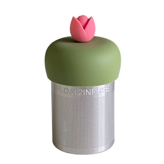 Tulip | Floating Tea Steeper | Green Base | Pink Flower