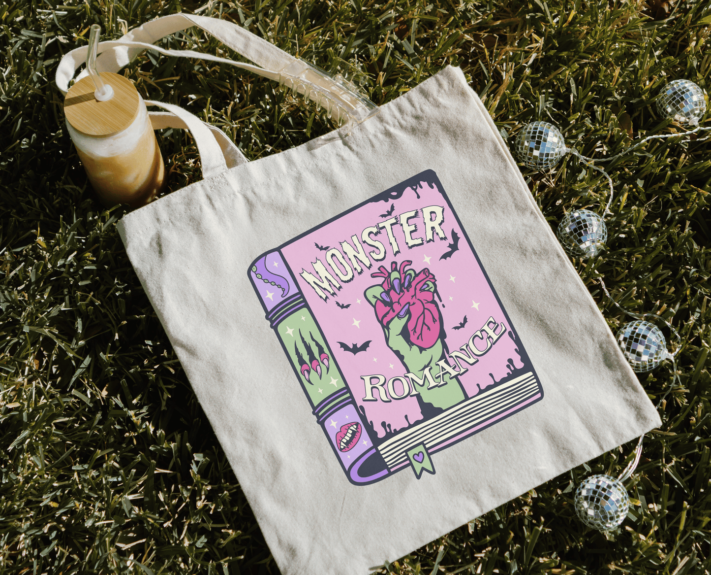 Canvas bookish tote bag - monster romance - book store gift
