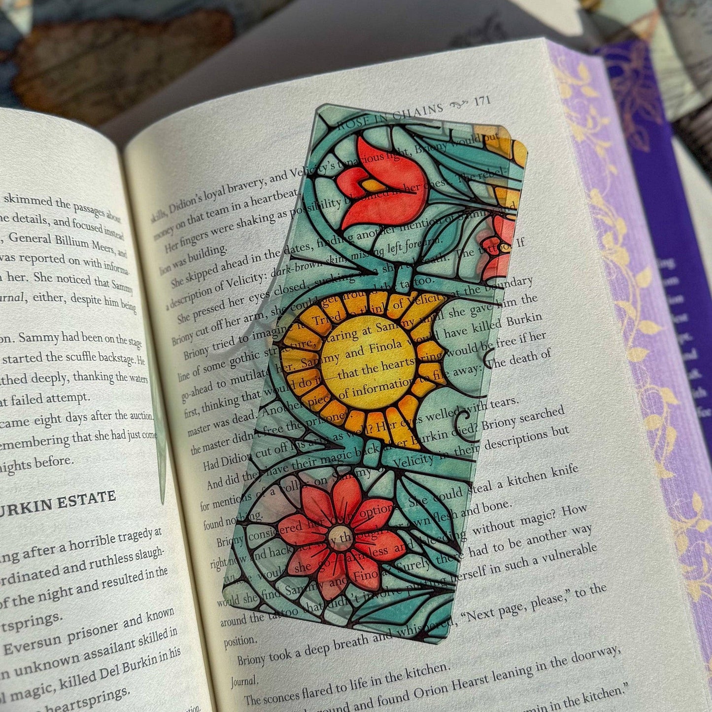 Floral Stained Glass Style Acrylic Bookmark Book Lover Gift