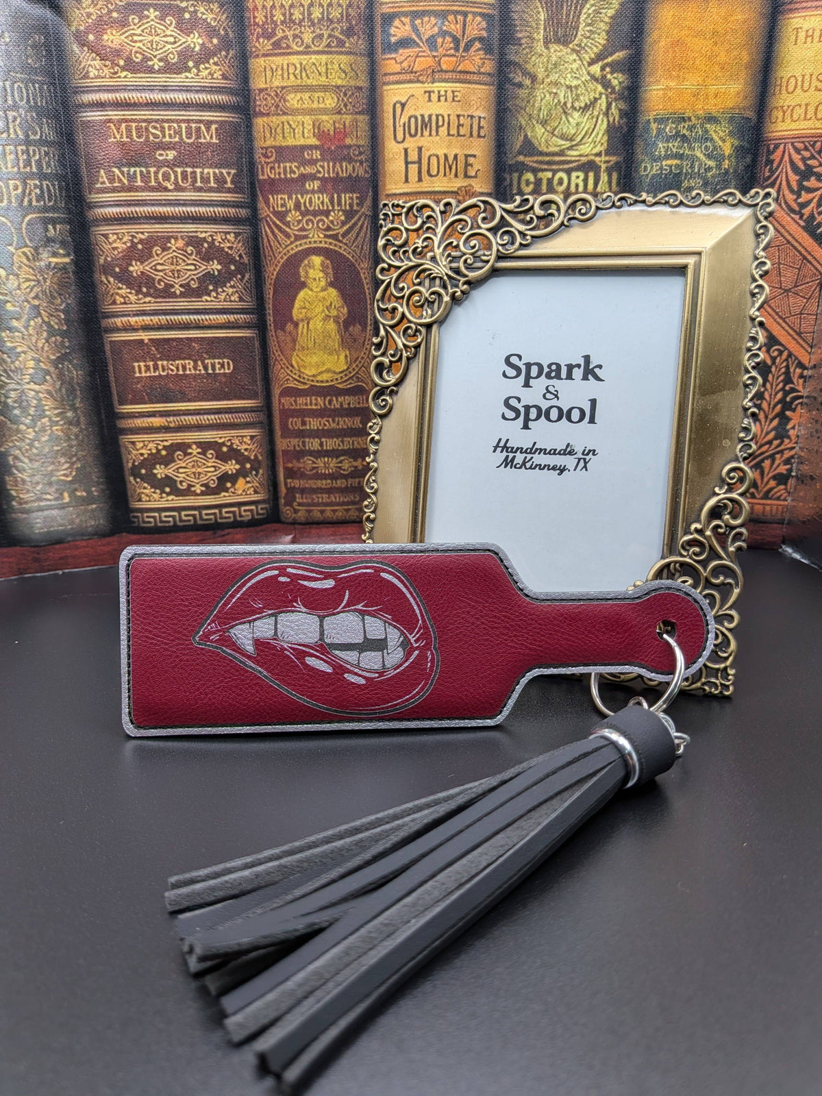 Bite Me Bookish Paddle Faux Leather Bookmark & Keychain