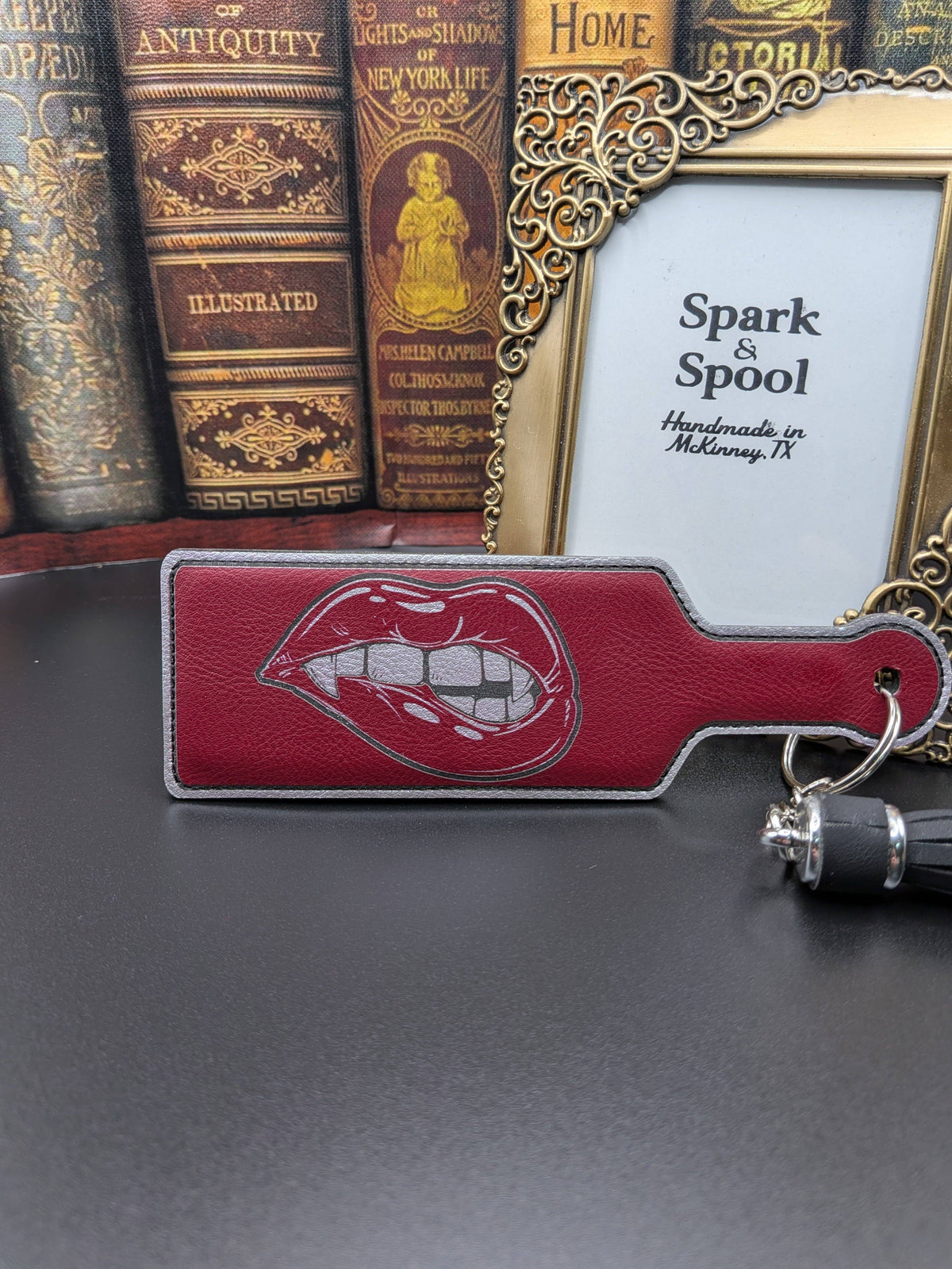 Bite Me Bookish Paddle Faux Leather Bookmark & Keychain