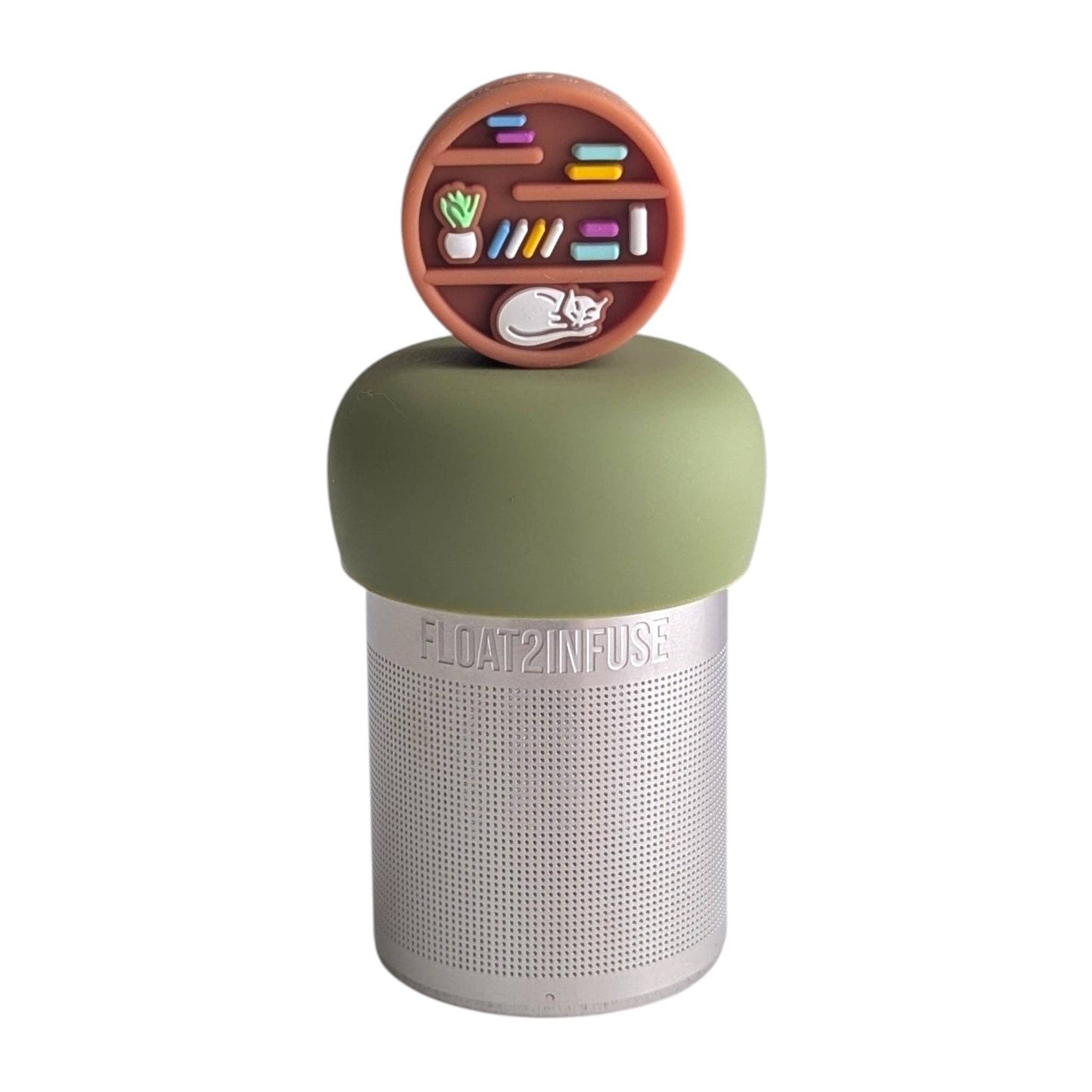 Cat Bookshelf | Floating Tea Infuser | Green base | Brown