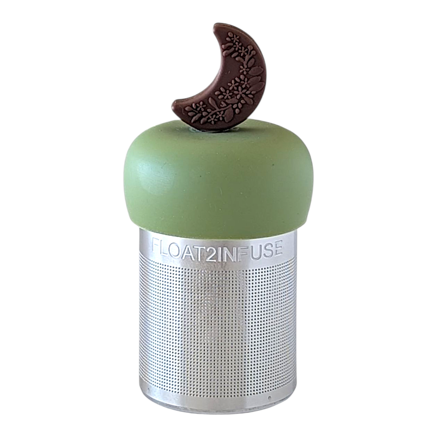 Floating Brown Floral Moon Tea Infuser I Green Base