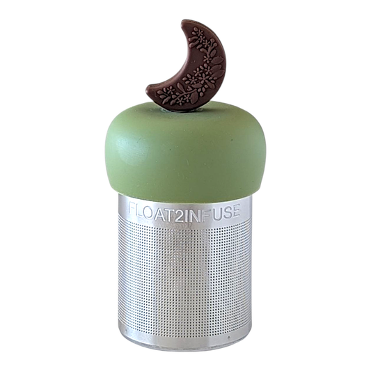 Floating Brown Floral Moon Tea Infuser I Green Base