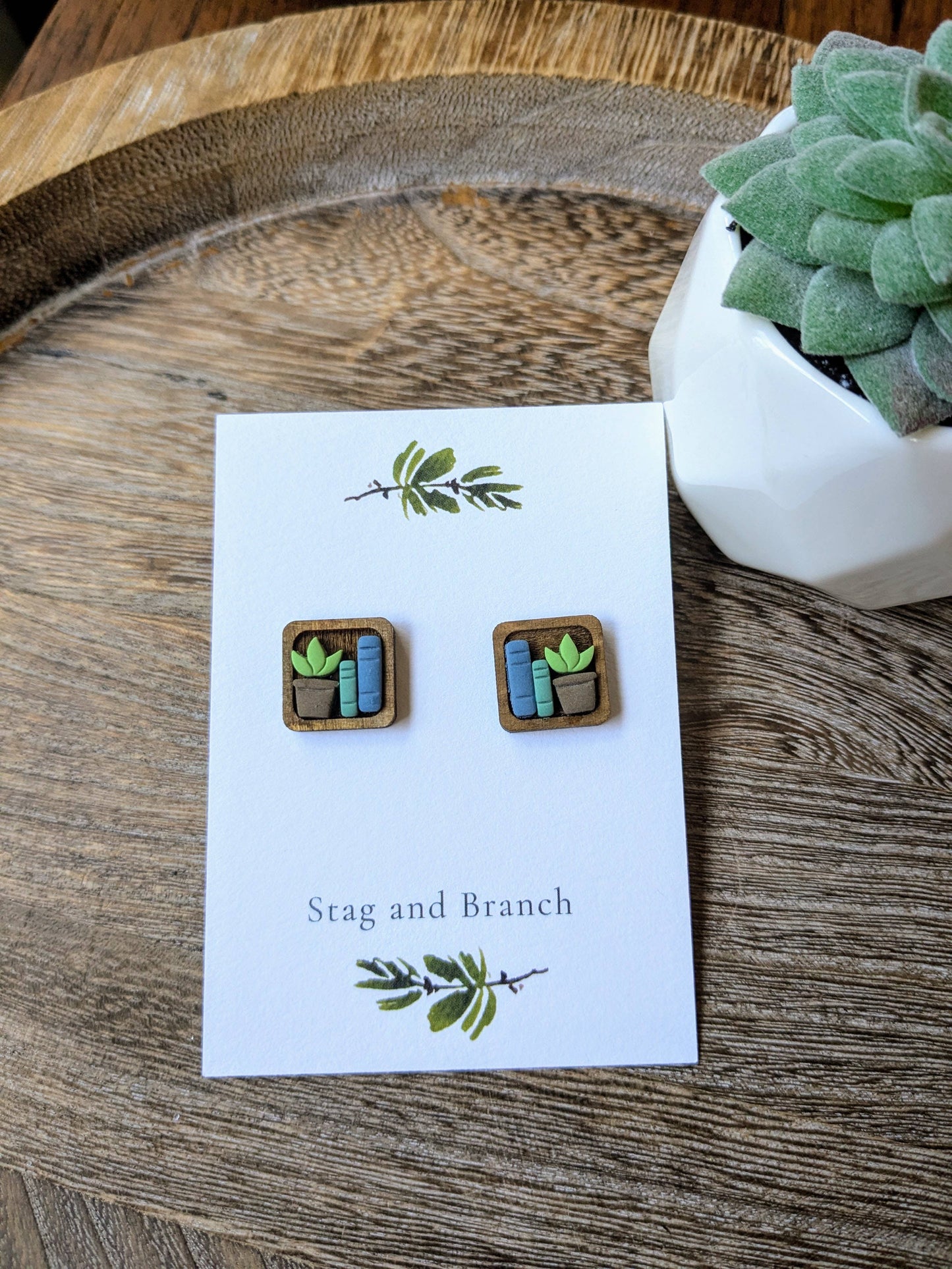 Earrings - Mini Bookshelf Studs