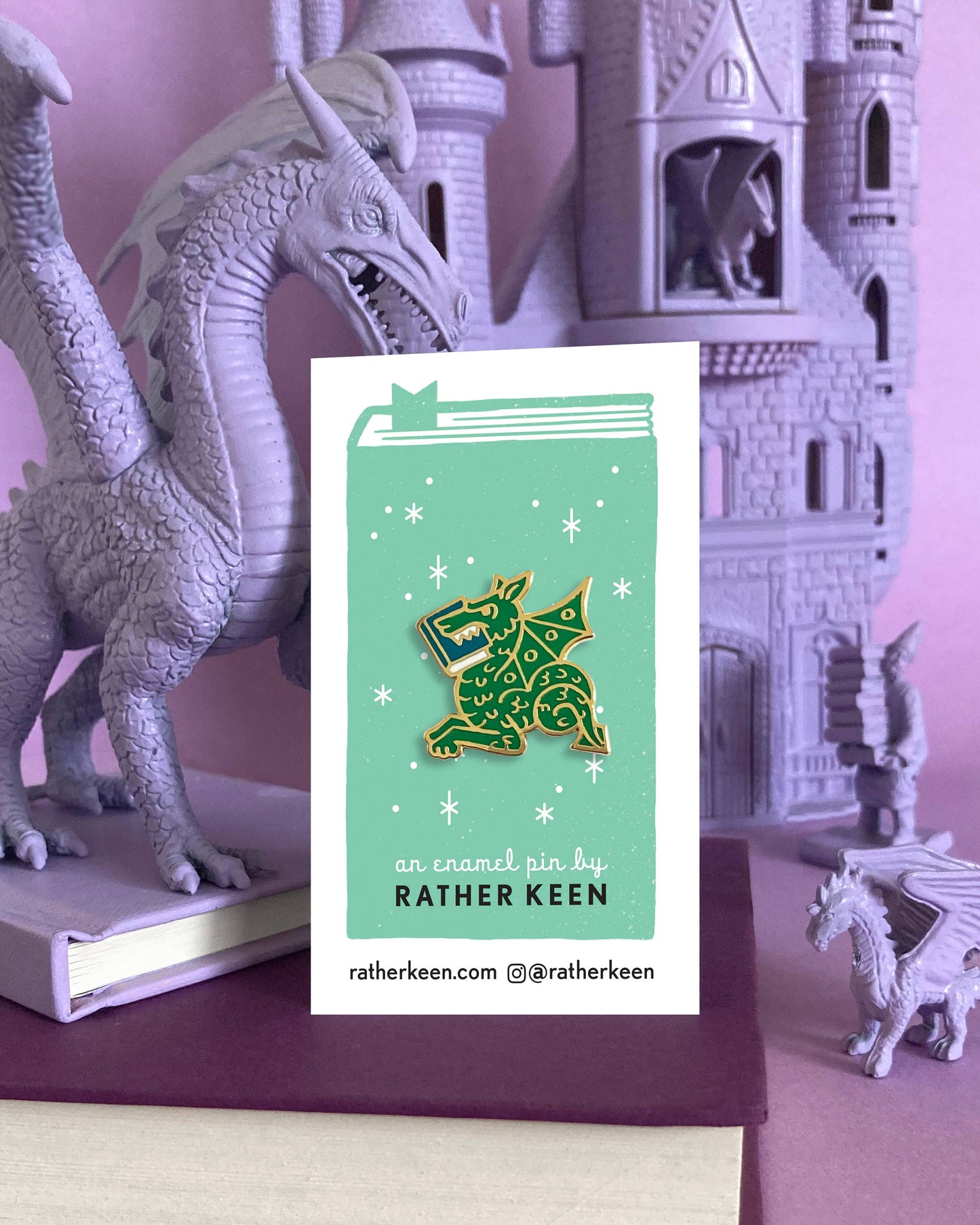 Book Wyrm enamel pin - Book Dragon pin in 4 colors