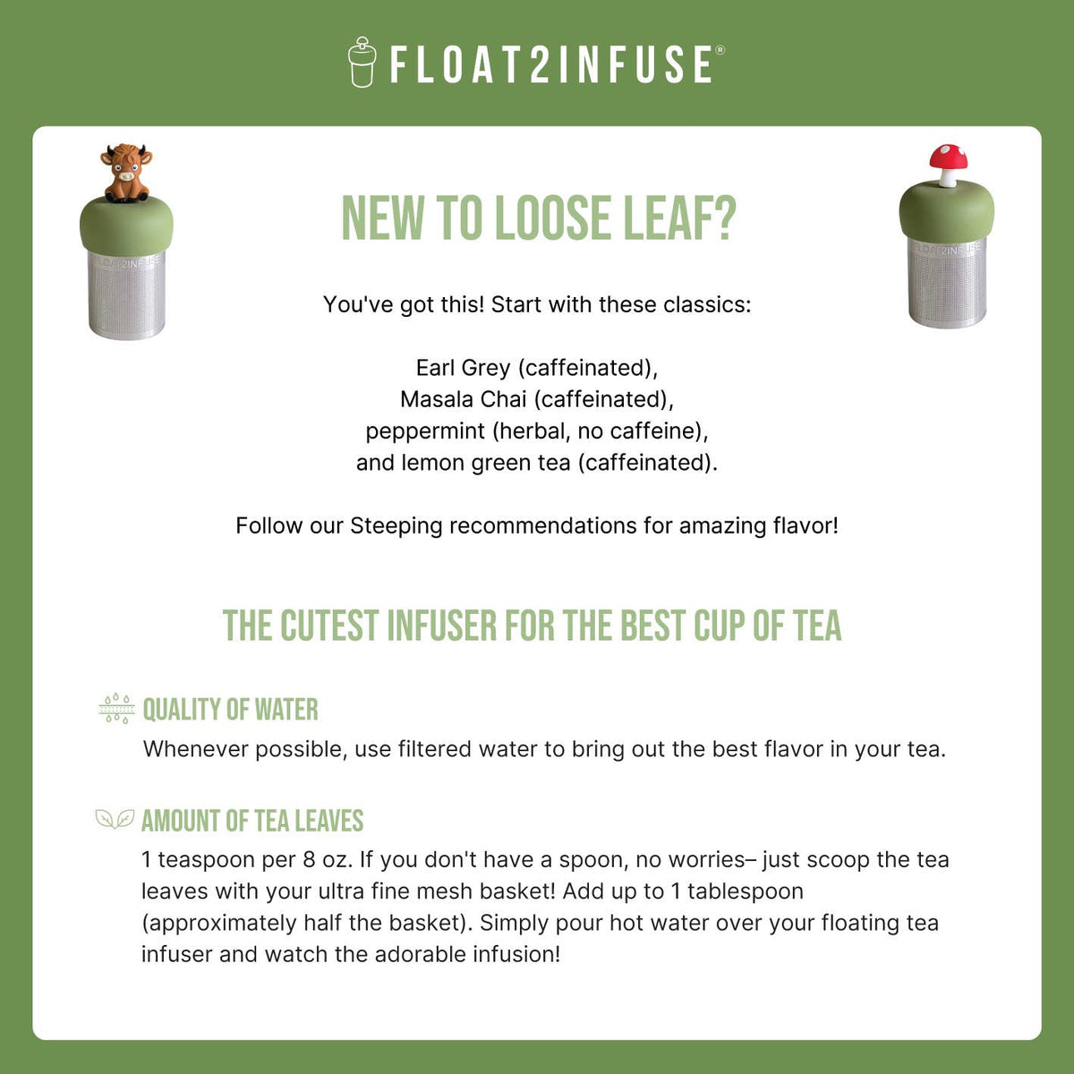 Beige Heart Book | Floating Tea Infuser | Green Base | Beige